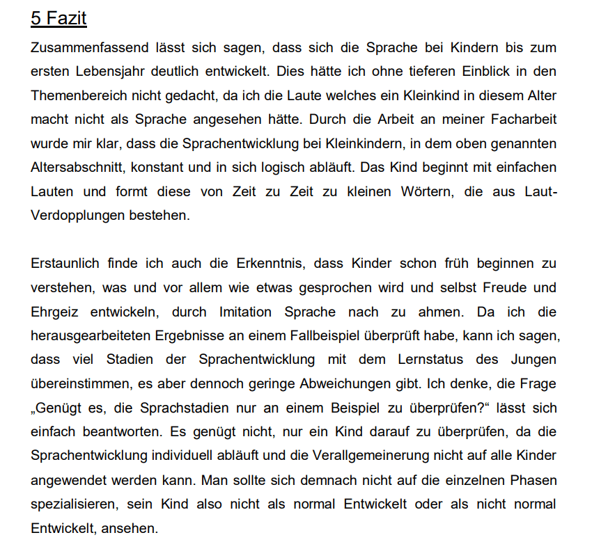 Facharbeit Schluss und Fazit: Beispiel, wie man es schreibt